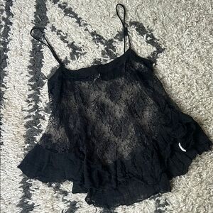 Free People Sheer Black Lace Top